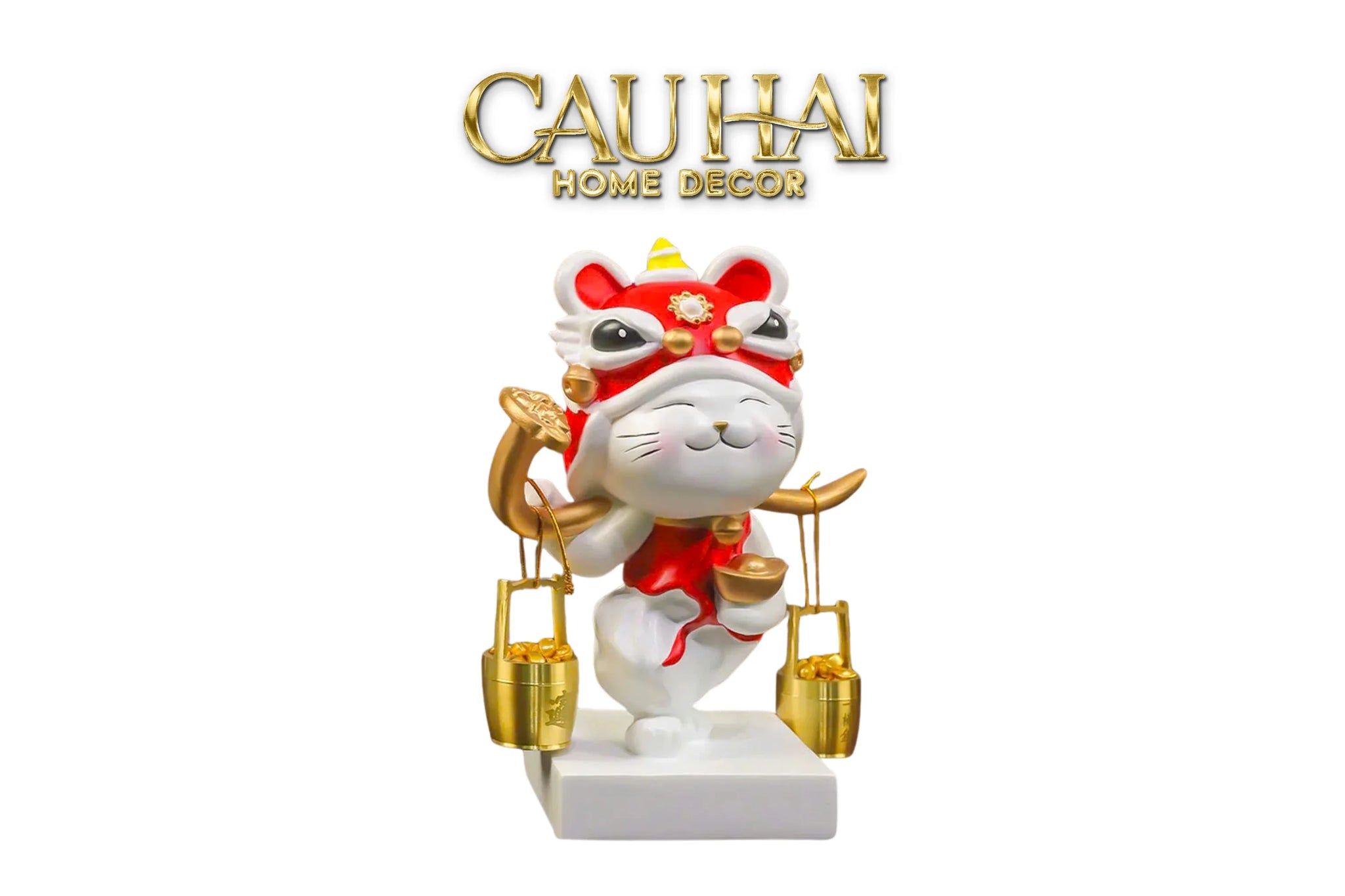 Tết Couture - Tượng Mèo May Mắn Kim Lân Vượng Tài-TƯỢNG TRANG TRÍ-CẬU HAI HOME DECOR