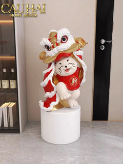 Tết Couture - Tượng Mèo Tam Kim Lân H75-TƯỢNG TRANG TRÍ-CẬU HAI HOME DECOR