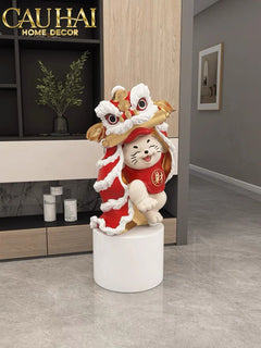 Tết Couture - Tượng Mèo Tam Kim Lân H75-TƯỢNG TRANG TRÍ-CẬU HAI HOME DECOR