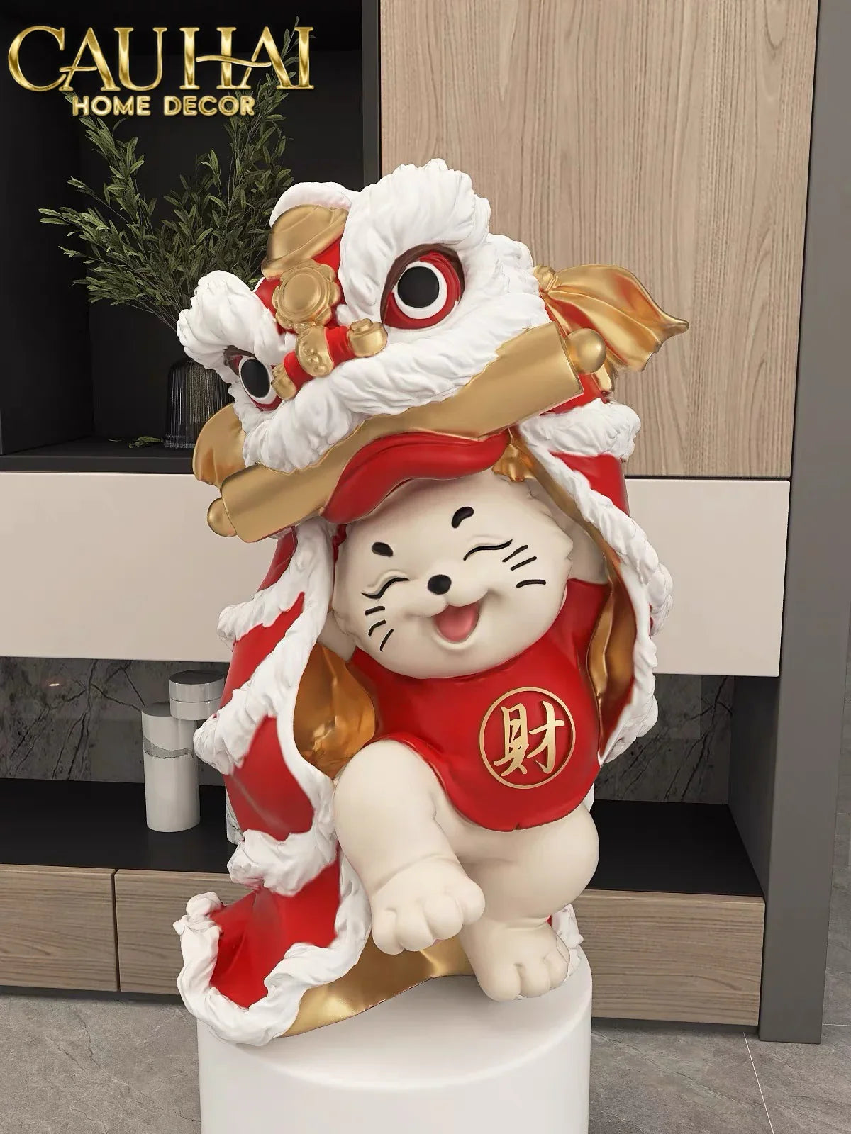 Tết Couture - Tượng Mèo Tam Kim Lân H75-CẬU HAI HOME DECOR