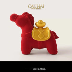 Tết Couture - Tượng Ngựa Nhung Đỏ Hồng Mã Nguyên Bảo Red Velvet Lucky Horse-TƯỢNG TRANG TRÍ-CẬU HAI HOME DECOR