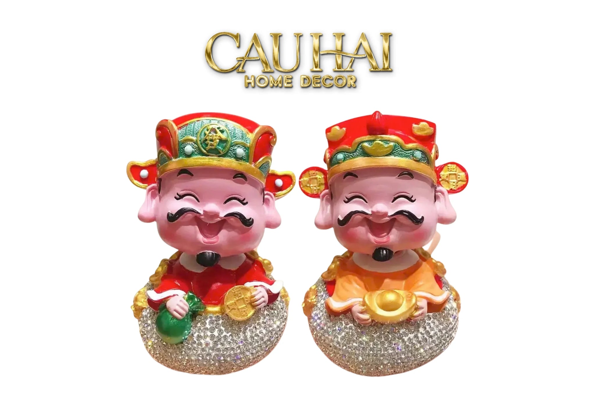 Tết Couture - Tượng Thần Tài Diamond Bling Bling Nguyên Bảo - Phúc Lộc-TƯỢNG TRANG TRÍ-CẬU HAI HOME DECOR