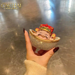 Tết Couture - Tượng Thần Tài Prosperity Embrace Car Bobblehead Figurine-TƯỢNG TRANG TRÍ-CẬU HAI HOME DECOR