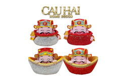 Tết Couture - Tượng Thần Tài Prosperity Embrace Car Bobblehead Figurine-TƯỢNG TRANG TRÍ-CẬU HAI HOME DECOR