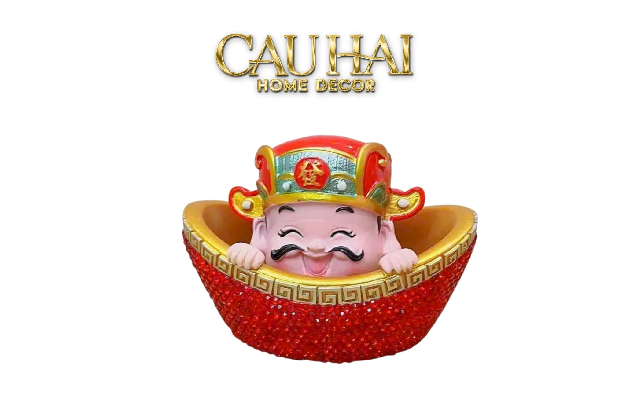 Tết Couture - Tượng Thần Tài Prosperity Embrace Car Bobblehead Figurine-TƯỢNG TRANG TRÍ-CẬU HAI HOME DECOR