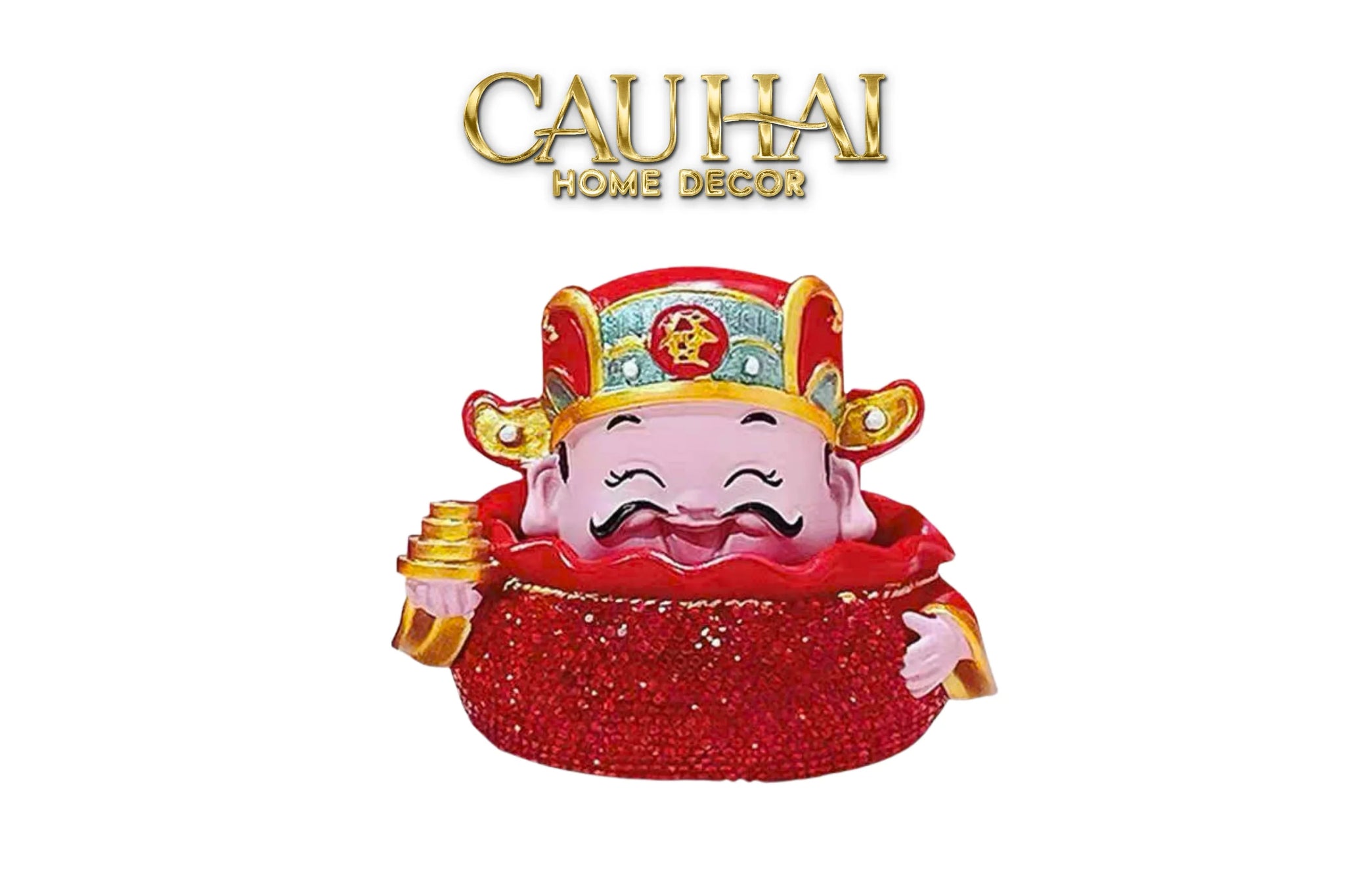Tết Couture - Tượng Thần Tài Prosperity Embrace Car Bobblehead Figurine-TƯỢNG TRANG TRÍ-CẬU HAI HOME DECOR