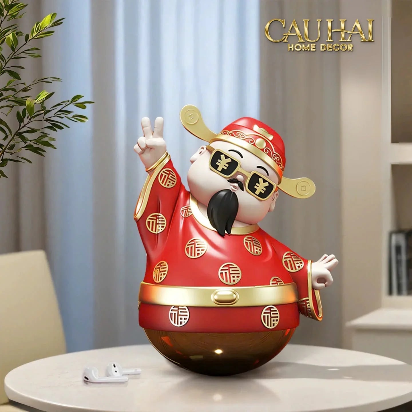 Tết Couture - Tượng Thần Tài "Say Hi" Hello Fortune Roly-Poly-TƯỢNG TRANG TRÍ-CẬU HAI HOME DECOR
