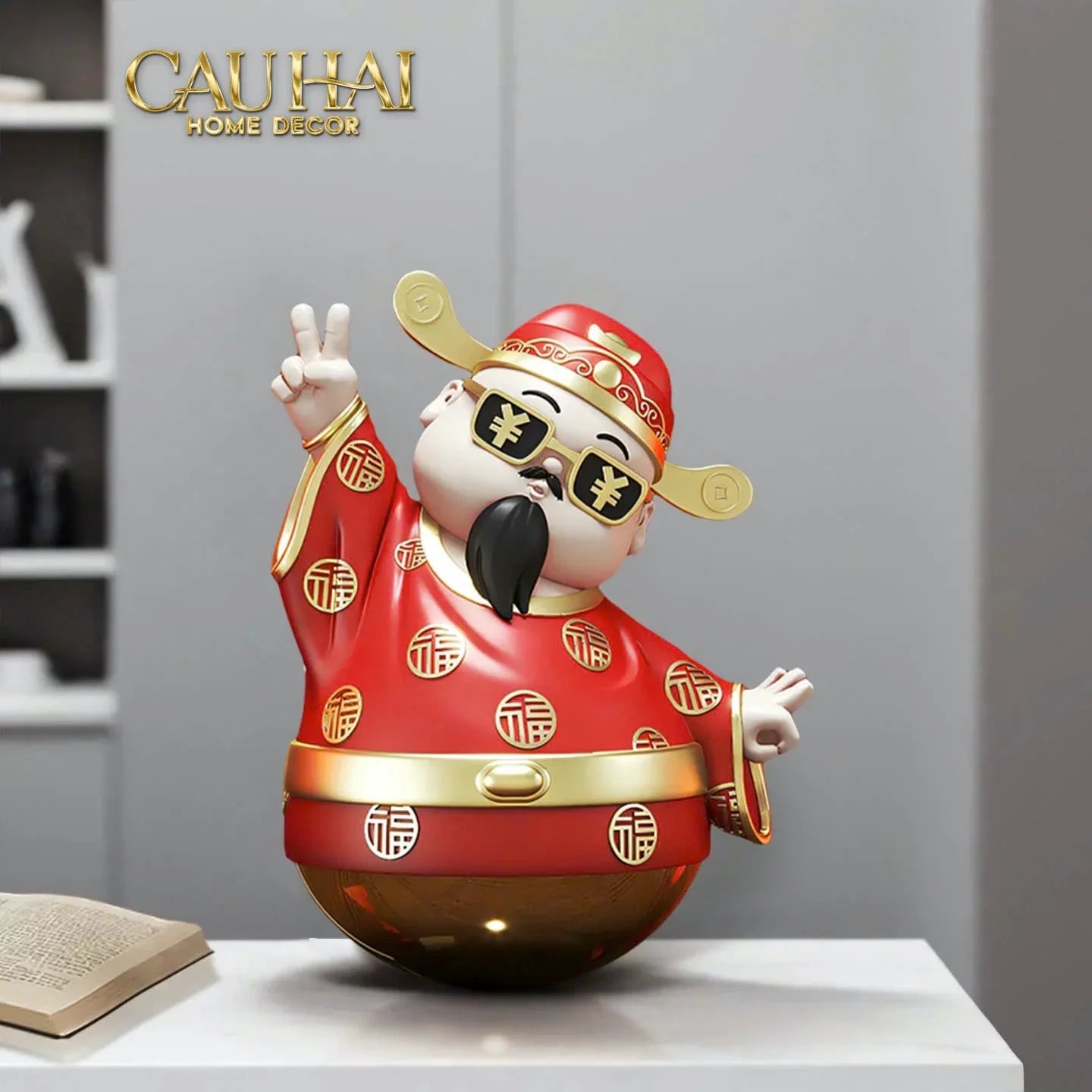 Tết Couture - Tượng Thần Tài "Say Hi" Hello Fortune Roly-Poly-TƯỢNG TRANG TRÍ-CẬU HAI HOME DECOR