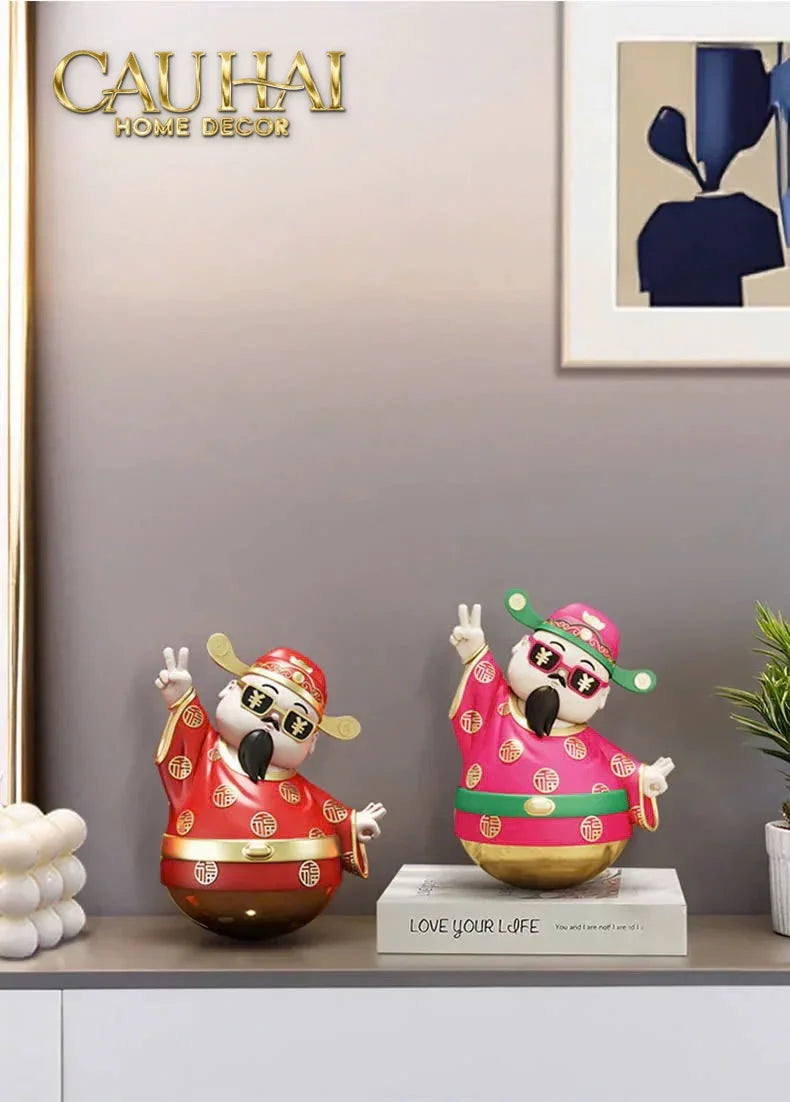 Tết Couture - Tượng Thần Tài "Say Hi" Hello Fortune Roly-Poly-TƯỢNG TRANG TRÍ-CẬU HAI HOME DECOR