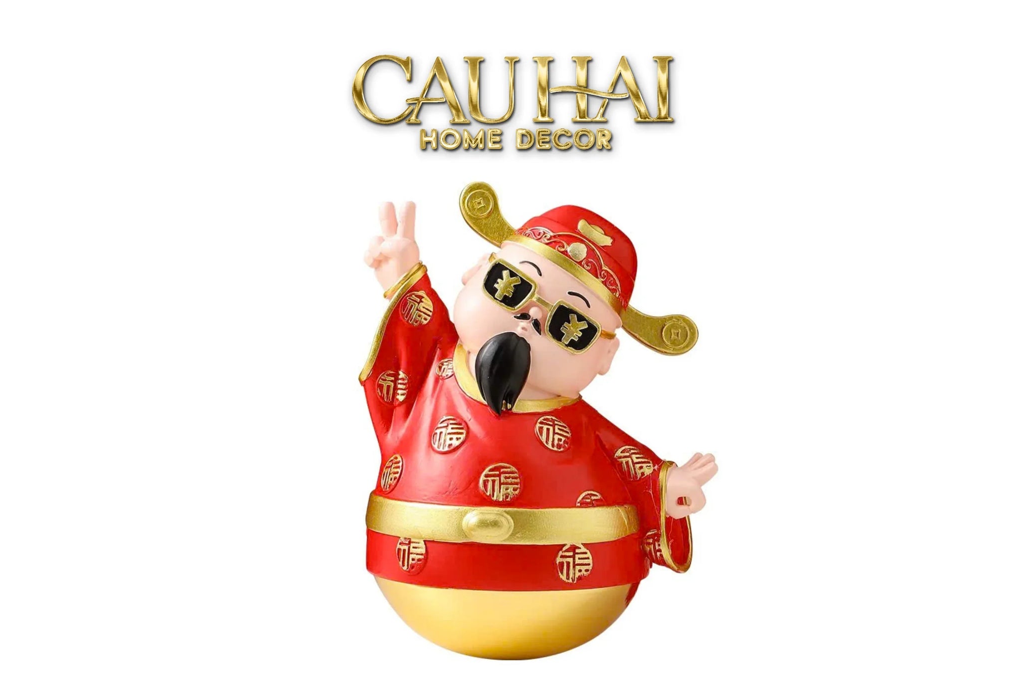 Tết Couture - Tượng Thần Tài "Say Hi" Hello Fortune Roly-Poly-TƯỢNG TRANG TRÍ-CẬU HAI HOME DECOR