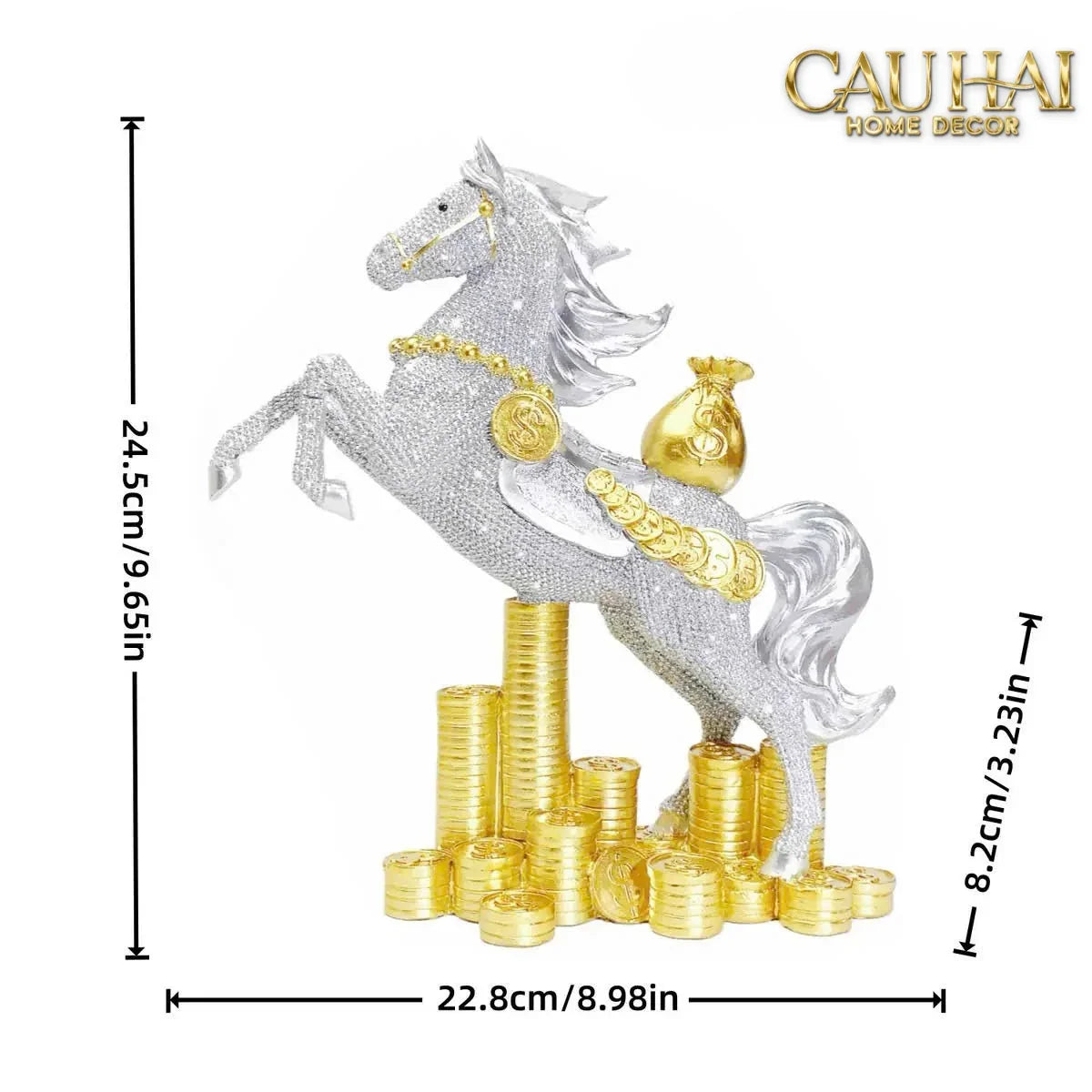 Tết Couture - Tượng Xe Ngựa Đính Kim Cương Kim Nguyên Bảo Gift Box-CẬU HAI HOME DECOR