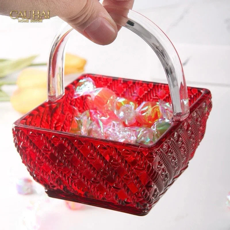 TGiỏ Kẹo Thuỷ Tinh Jelly Ruby Candy Basket-LY THỦY TINH-CẬU HAI HOME DECOR