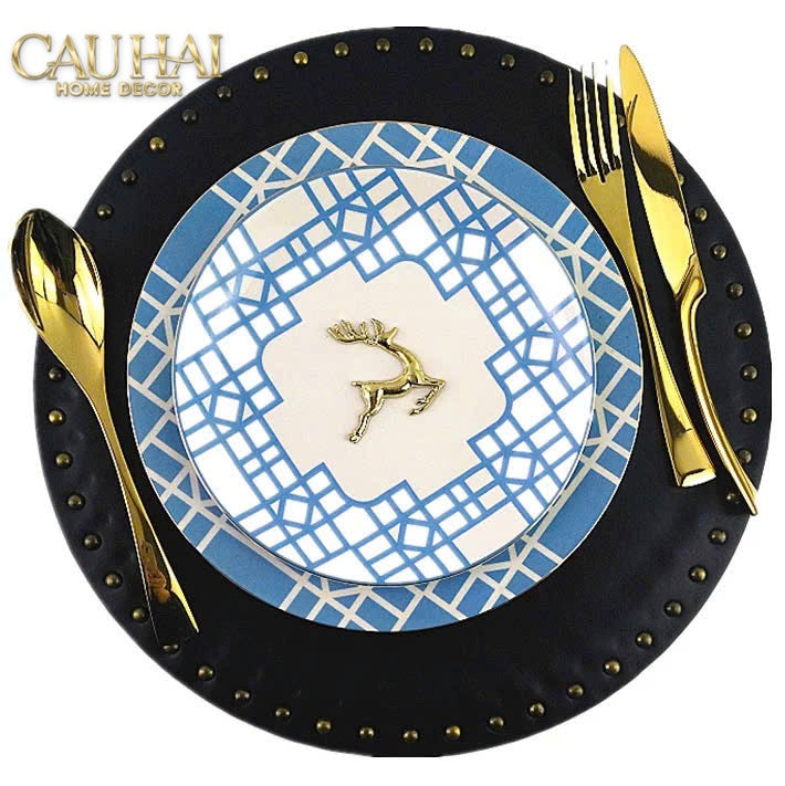 Set Đĩa Dinner Gốm Sứ Lattice Atelier Cobalt 2pcs