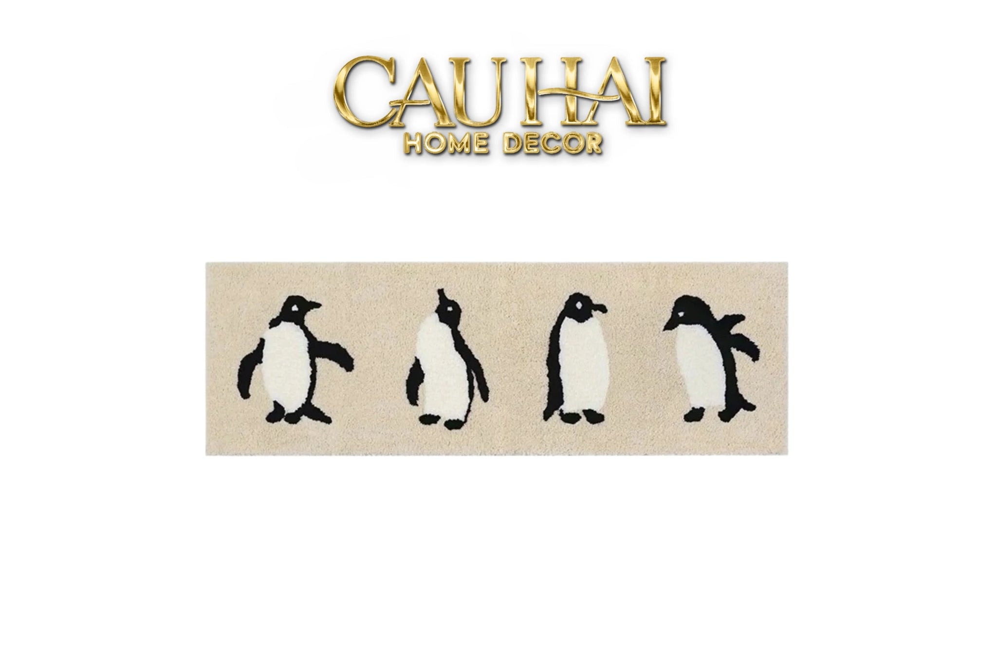 Thảm Bed Dệt Kim 80X160 - Penguin Parade-THẢM TRÒN - THẢM BED-CẬU HAI HOME DECOR