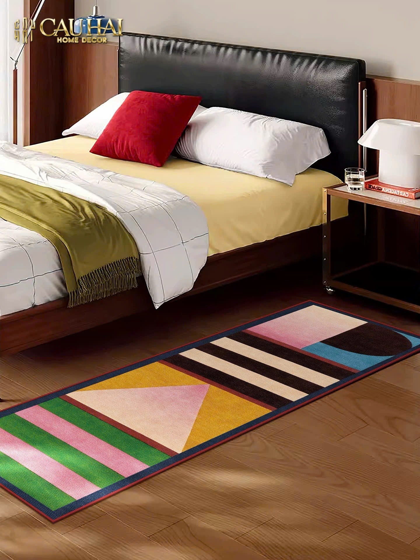 Thảm Bed Nhung Bỉ 80X160 - Popart Geometric-THẢM TRÒN - THẢM BED-CẬU HAI HOME DECOR