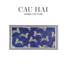 Thảm Bed Nhung Bỉ 80X160 - Zebra Dance - Dark Navy-THẢM TRÒN - THẢM BED-CẬU HAI HOME DECOR