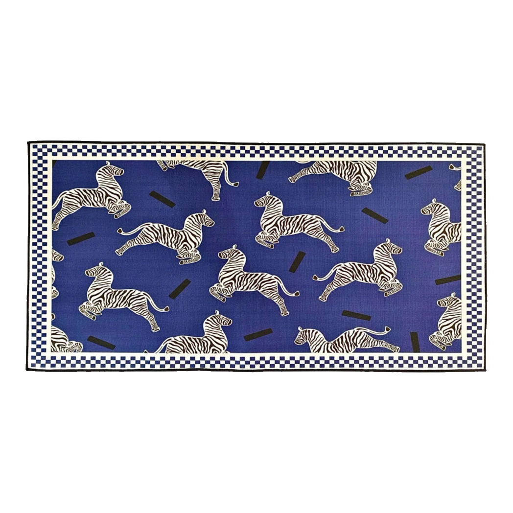 Thảm Bed Nhung Bỉ 80X160 - Zebra Dance - Dark Navy-THẢM TRÒN - THẢM BED-Đối tác tại Trung Quốc theo từng đơn đặt hàng-CẬU HAI HOME DECOR