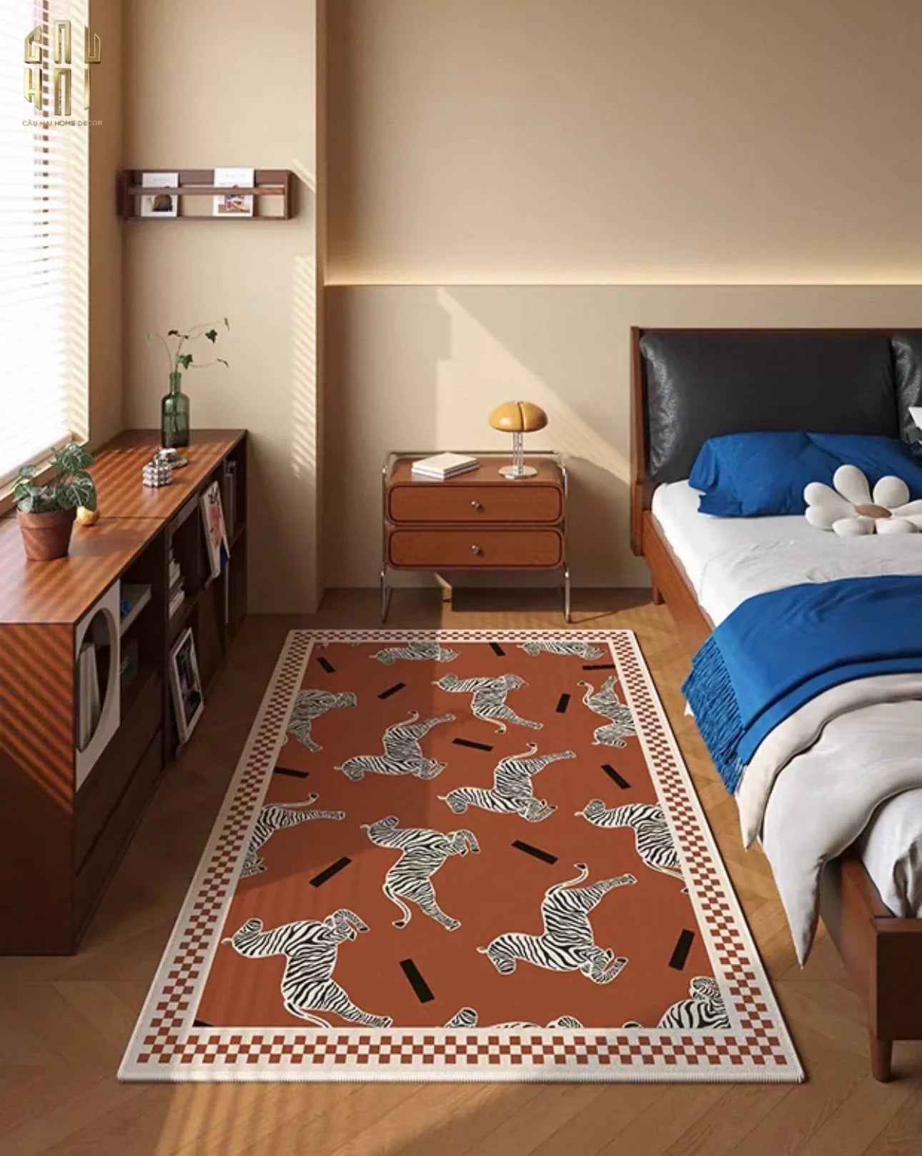 Thảm Bed Nhung Bỉ 80X160 - Zebra Dance - Sienna-THẢM TRÒN - THẢM BED-CẬU HAI HOME DECOR