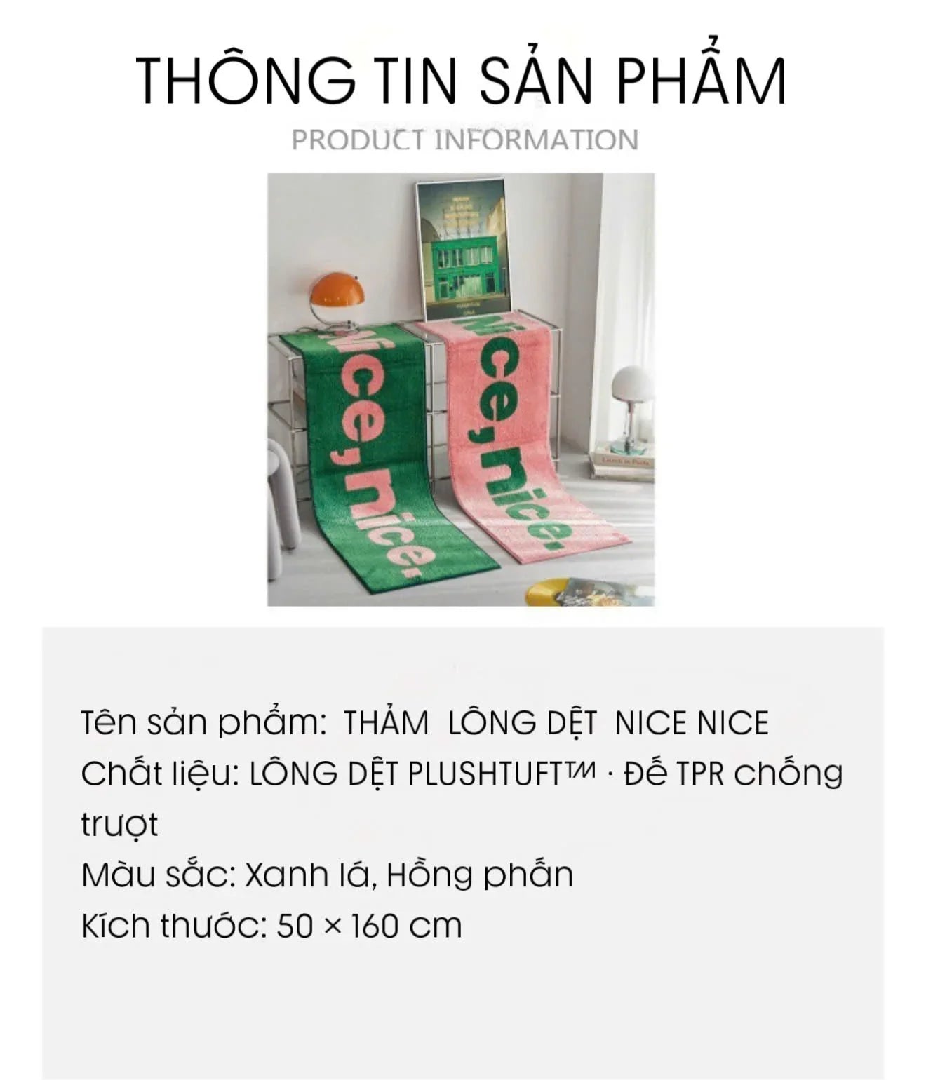 Thảm Bed Sợi Dệt 50X160 - Nice & Nice-THẢM TRÒN - THẢM BED-CẬU HAI HOME DECOR