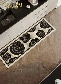 Thảm Bếp Da 45X150 Black Roses Spell In Bloom-THẢM BẾP-CẬU HAI HOME DECOR