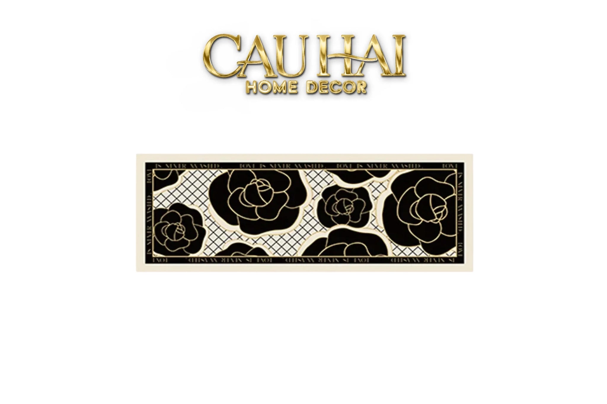 Thảm Bếp Da 45X150 Black Roses Spell In Bloom-THẢM BẾP-CẬU HAI HOME DECOR