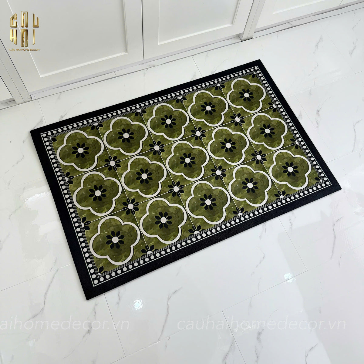 Thảm Bếp Da Micro Nappa Gen8 Longer 45X180 - Olive Green Petals-THẢM BẾP-Đối tác tại Trung Quốc theo từng đơn đặt hàng-CẬU HAI HOME DECOR