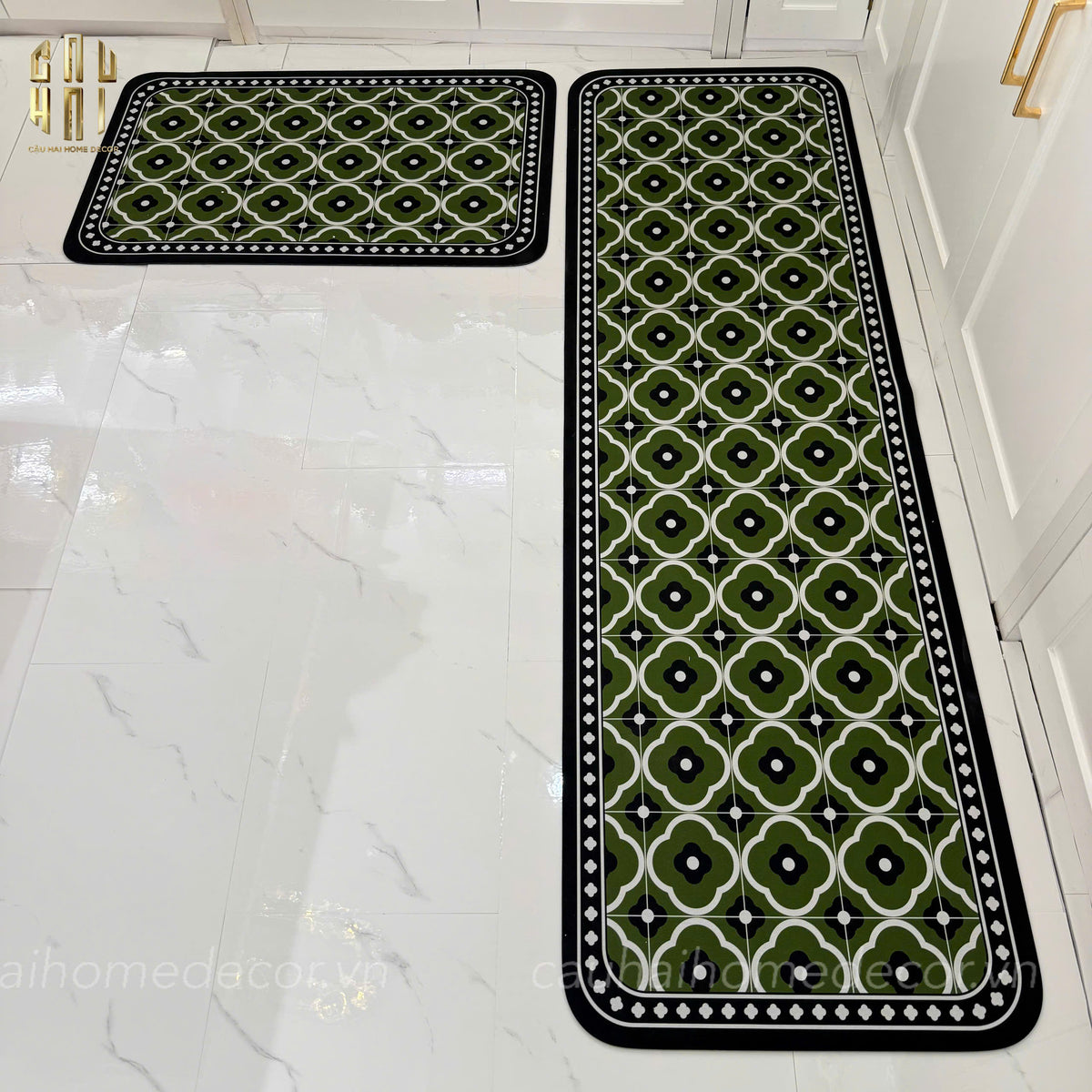 Thảm Bếp Da Micro Nappa Gen8 Longer 45X180 - Olive Green Petals-THẢM BẾP-Đối tác tại Trung Quốc theo từng đơn đặt hàng-CẬU HAI HOME DECOR