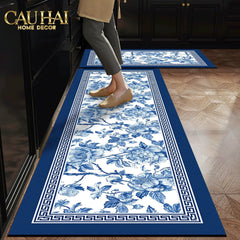 Thảm Bếp Microfiber 150 - Porcelain Revival Art - Indochine Oriental Bloom Kitchen Mat-CẬU HAI HOME DECOR
