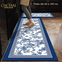 Thảm Bếp Microfiber Gen5 45x150 - Porcelain Revival Art - Indochine Oriental Jardin Kitchen Mat-THẢM BẾP-CẬU HAI HOME DECOR