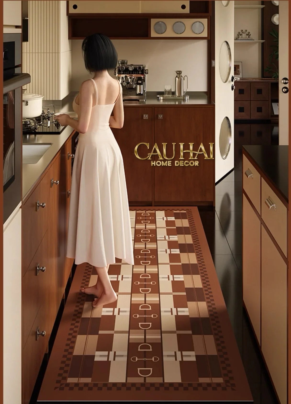 Thảm Cửa / Bathroom Micro-Nappa Gen8 45x90 Étoile Brun Horsebit Signature-CẬU HAI HOME DECOR