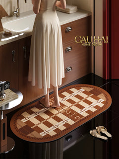Thảm Cửa / Bathroom Micro-Nappa Gen8 45x90 Rouge Vermillion Équestre Horsebits Signature-CẬU HAI HOME DECOR