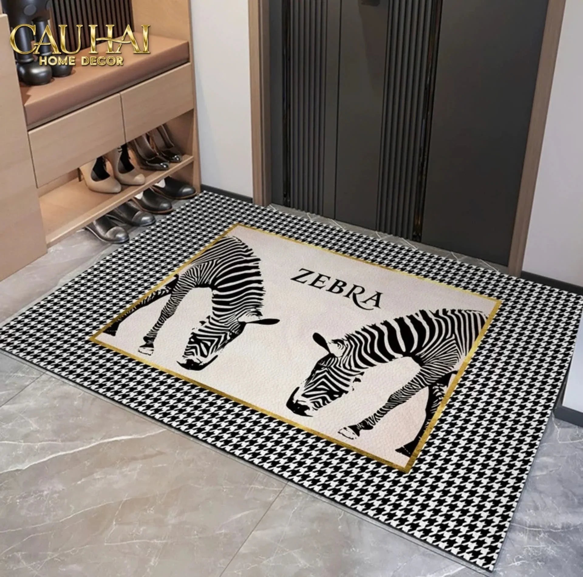Thảm Cửa Da 100X120 - Hound Zebra-THẢM CỬA-CẬU HAI HOME DECOR