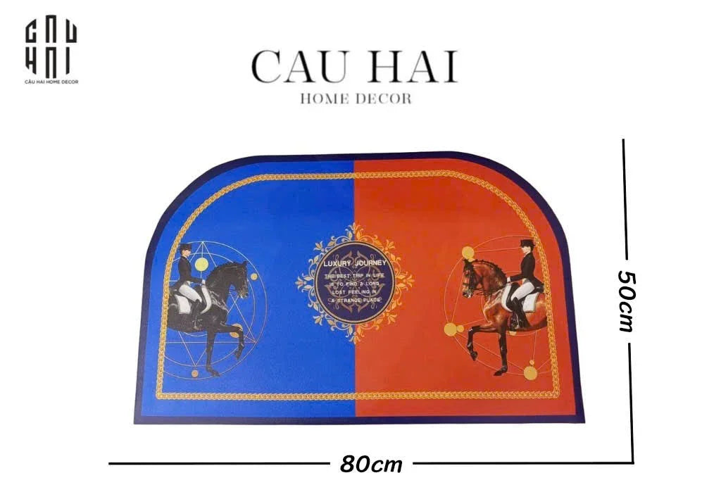 Thảm Cửa Da Cao Cấp - Water & Oil Repellent 50X80 - Oval OB Duo Polo Horseman-THẢM CỬA-CẬU HAI HOME DECOR