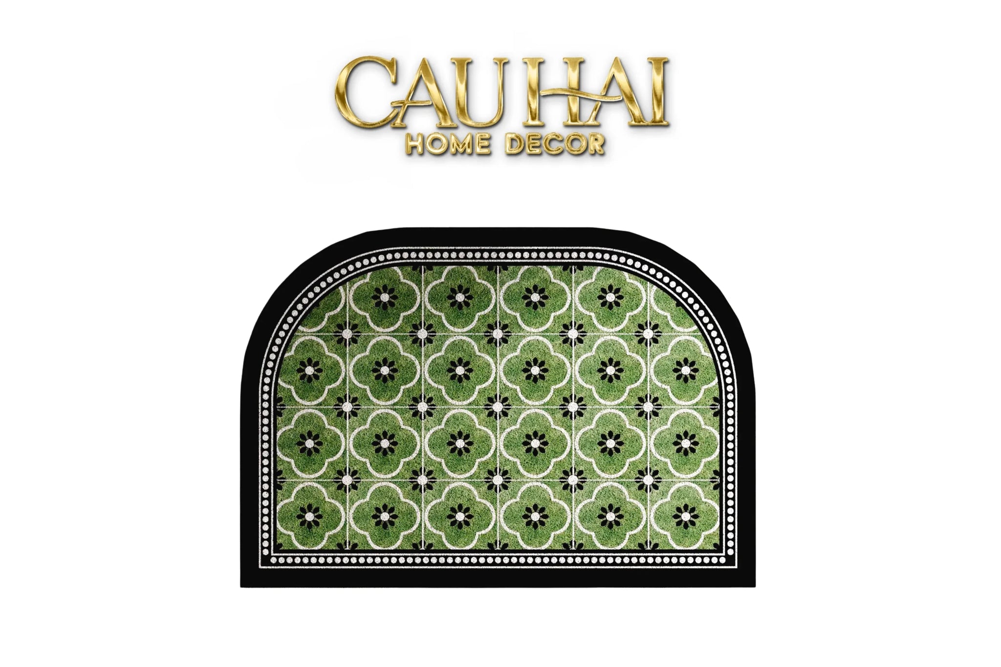 Thảm Cửa Da Cao Cấp - Water & Oil Repellent 60X90 - Olive Green Petals-THẢM CỬA-CẬU HAI HOME DECOR