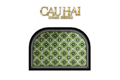 Thảm Cửa Da Cao Cấp - Water & Oil Repellent 60X90 - Olive Green Petals-THẢM CỬA-CẬU HAI HOME DECOR