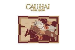 Thảm Cửa Da Cao Cấp - Water & Oil Repellent 60x90 - Rouge de Voyage Équestre · Pied-de-Poule-THẢM CỬA-CẬU HAI HOME DECOR