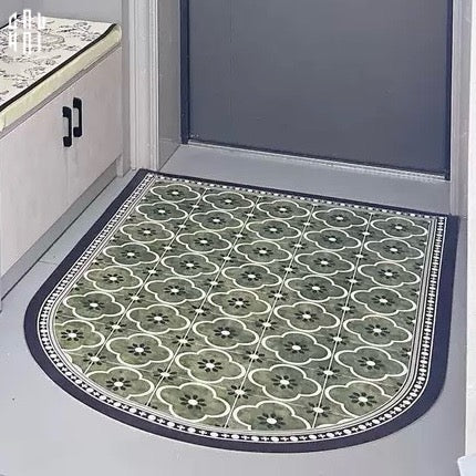 Thảm Cửa Da Oval - 90X120 Olive Green Petals-THẢM CỬA-CẬU HAI HOME DECOR