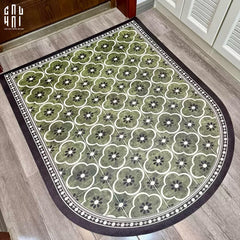Thảm Cửa Da Oval - 90X120 Olive Green Petals-THẢM CỬA-CẬU HAI HOME DECOR