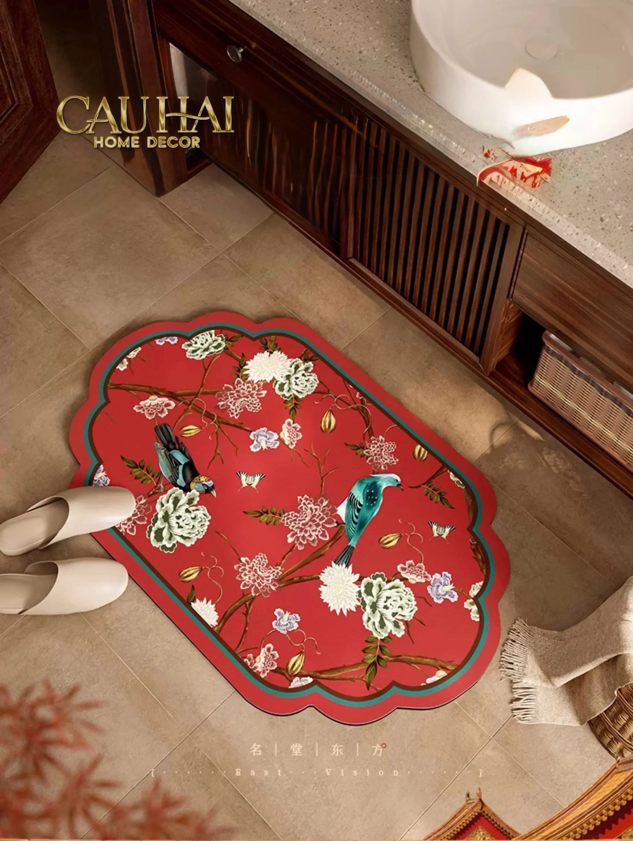 Thảm Cửa Da Thấm Hút Micro-Nappa Gen8 50X80 - Qing Dynasty Crimson Legacy-CẬU HAI HOME DECOR