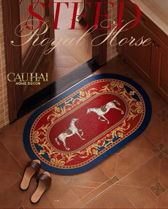 Thảm Cửa Micro-Nappa 50x80 Đôi Ngựa Hoàng Gia Chevaux Royaux Noblesse – Da Thấm Hút-CẬU HAI HOME DECOR