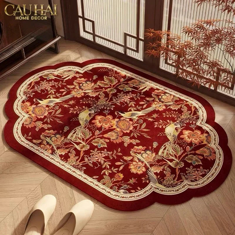 Thảm Cửa Microfiber 50x75 - Chu Điểu Hoa Khai-CẬU HAI HOME DECOR