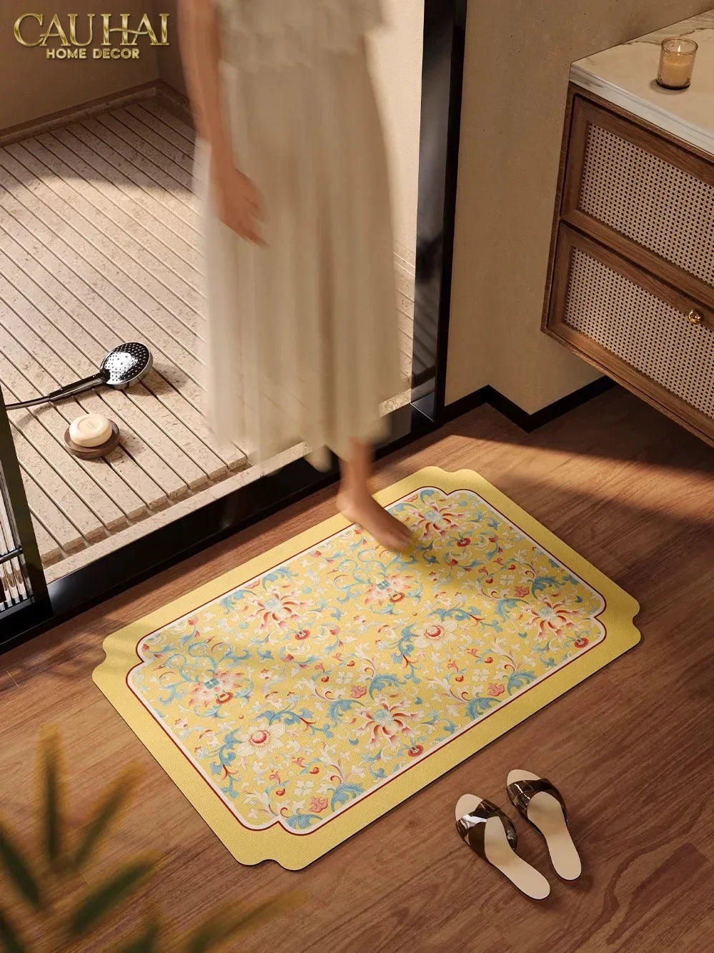 Thảm Cửa Microfiber 50x75 – Hoa Văn Pastel Đối Xứng Florals-THẢM CỬA-CẬU HAI HOME DECOR