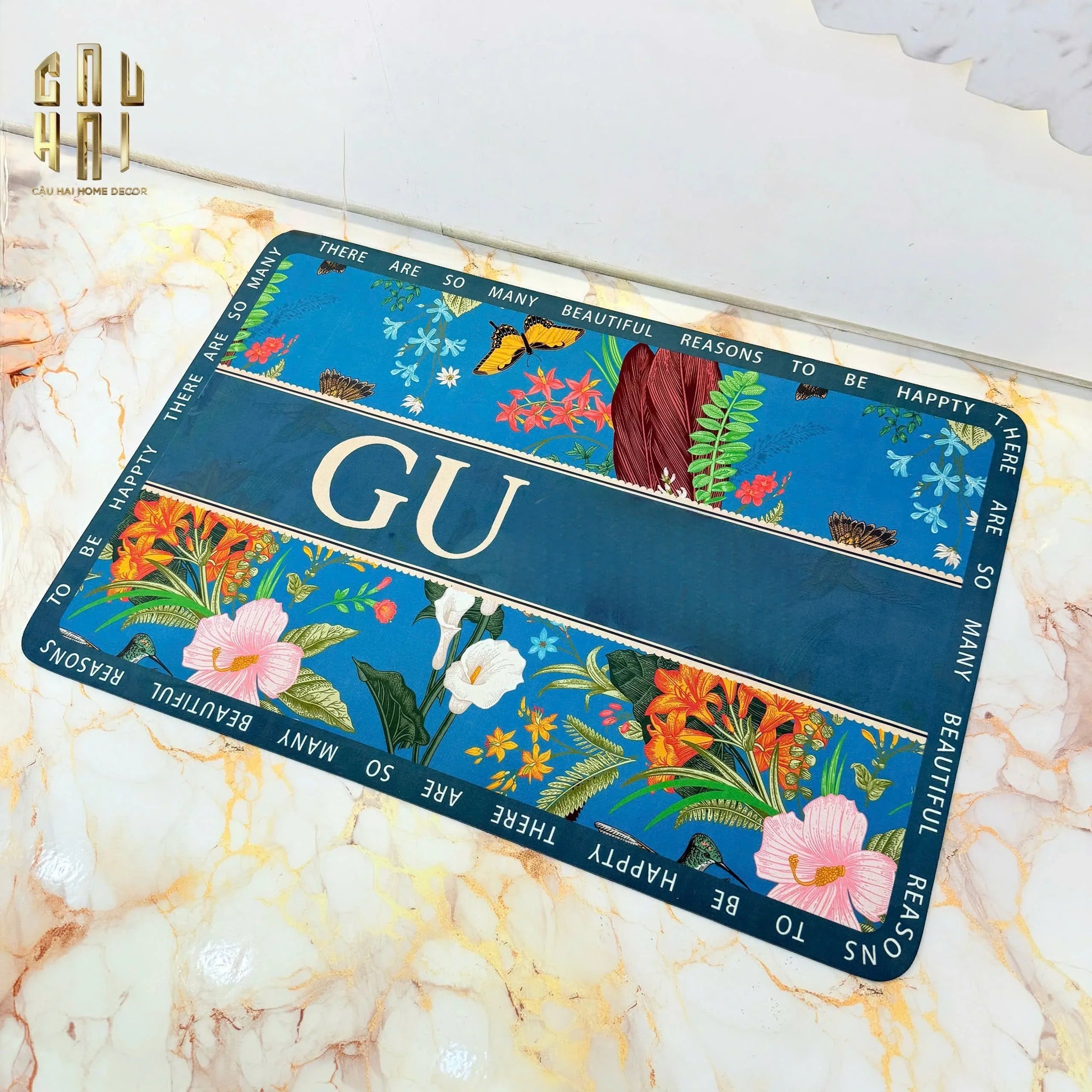 Thảm Cửa Microfiber 60X90 - Jungle Gg - Navy-THẢM CỬA-CẬU HAI HOME DECOR