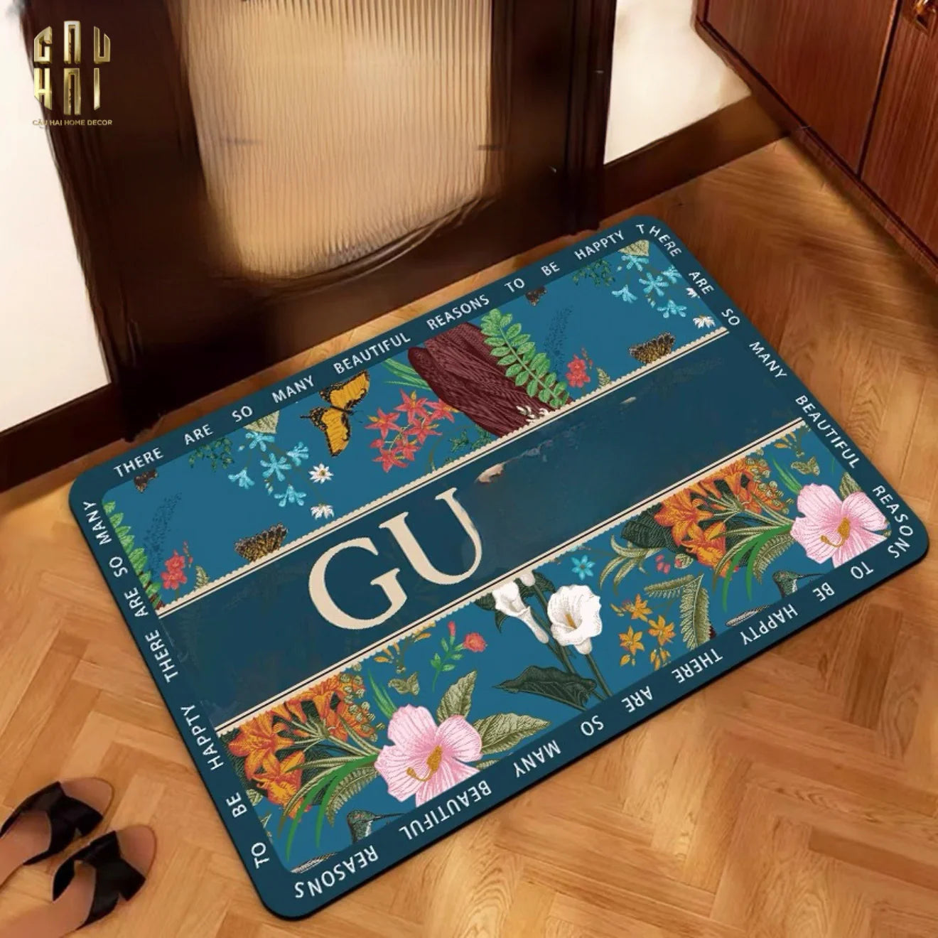 Thảm Cửa Microfiber 60X90 - Jungle Gg - Navy-CẬU HAI HOME DECOR