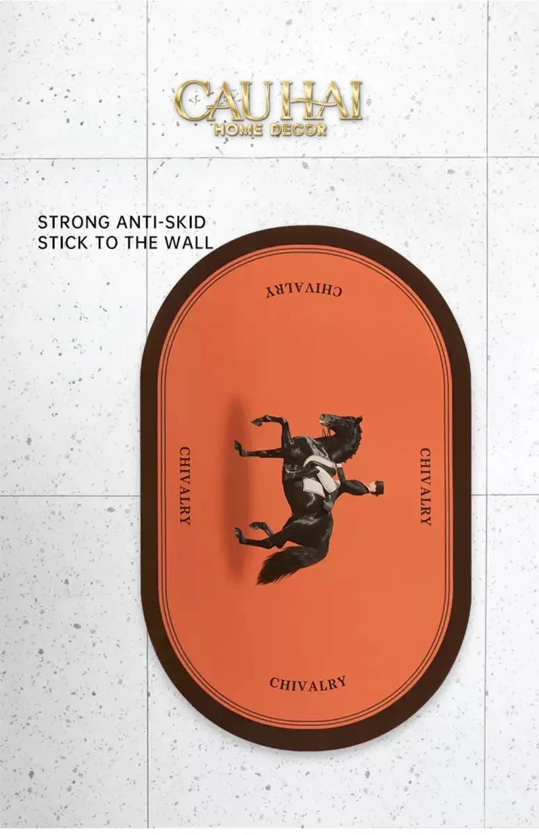 Thảm Cửa Microfiber 60X90 Màu Cam Đặc Trưng - Chivalry Polo Horseman Équestre-THẢM CỬA-CẬU HAI HOME DECOR
