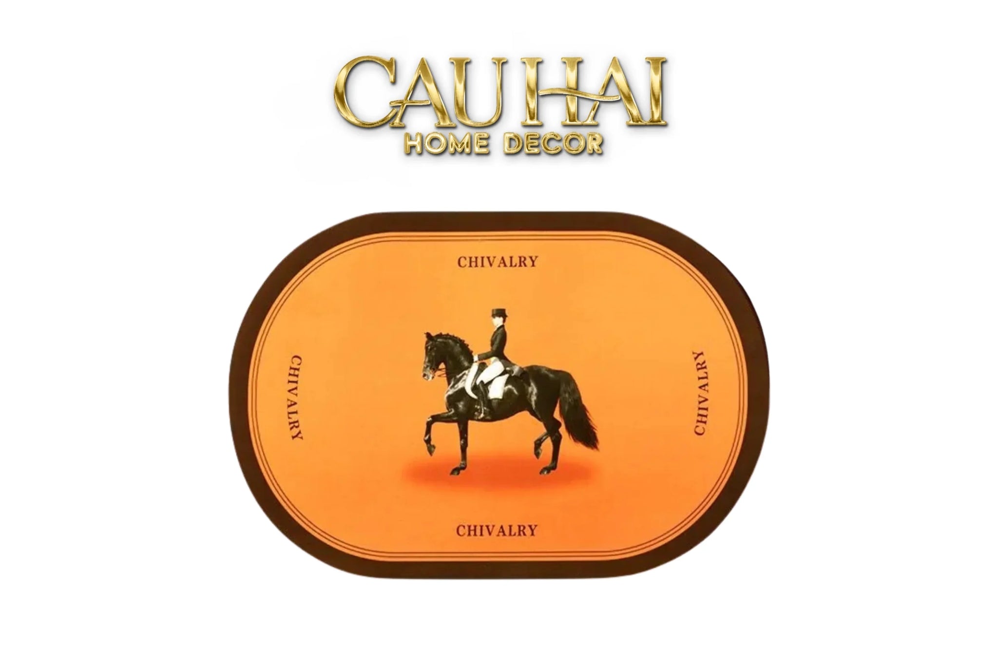 Thảm Cửa Microfiber 60X90 Màu Cam Đặc Trưng - Chivalry Polo Horseman Équestre-THẢM CỬA-CẬU HAI HOME DECOR
