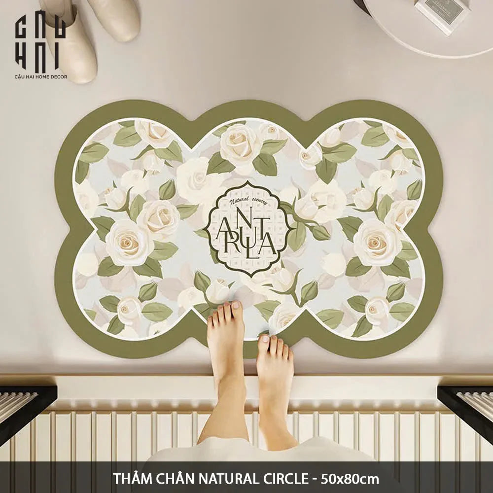 Thảm Cửa Microfiber - Door Mat - 50X80 Natural Circle-THẢM CỬA-CẬU HAI HOME DECOR