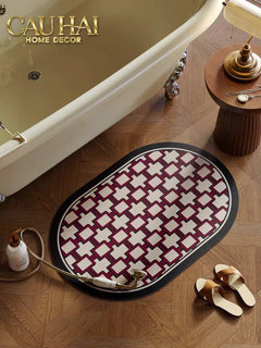 Thảm Cửa Microfiber Gen5 50x80 - Héritage Rouge Carmen Treillis Oval-THẢM CỬA-CẬU HAI HOME DECOR