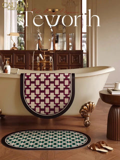 Thảm Cửa Microfiber Gen5 50x80 - Héritage Rouge Carmen Treillis Oval-CẬU HAI HOME DECOR