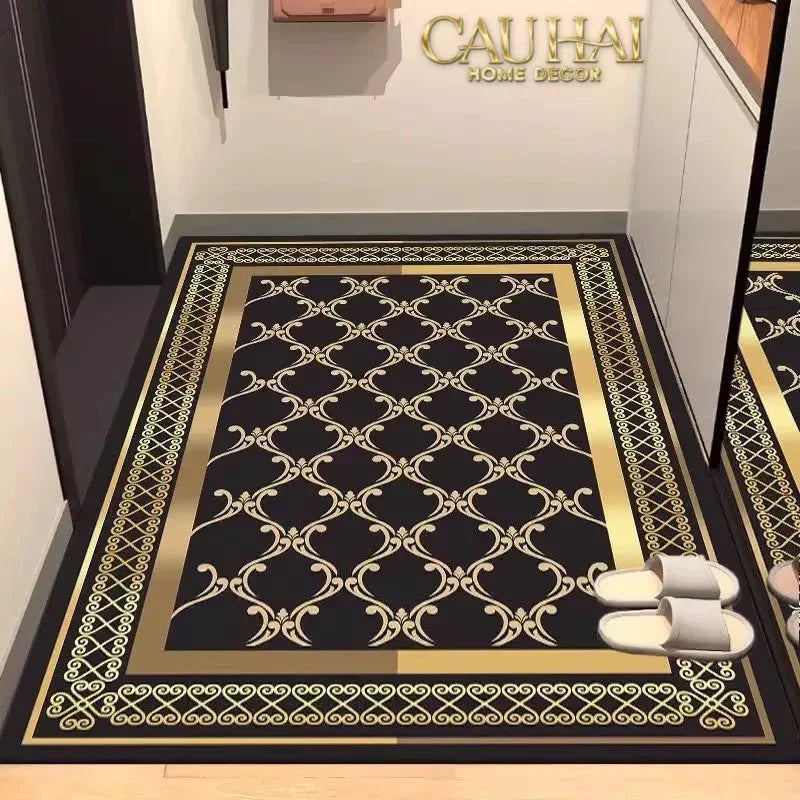 Thảm Cửa Nhung Pha Lê Cao Cấp - 80x120 Impérial Roman Gold Scroll Border Premium Rugs-THẢM CỬA-CẬU HAI HOME DECOR-CẬU HAI HOME DECOR
